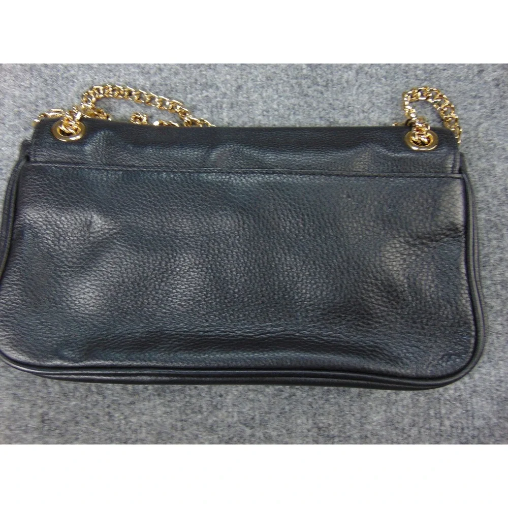Michael Kors Bedford Black Leather‎ Gold Chain Strap Flap Clutch Crossbody Bag